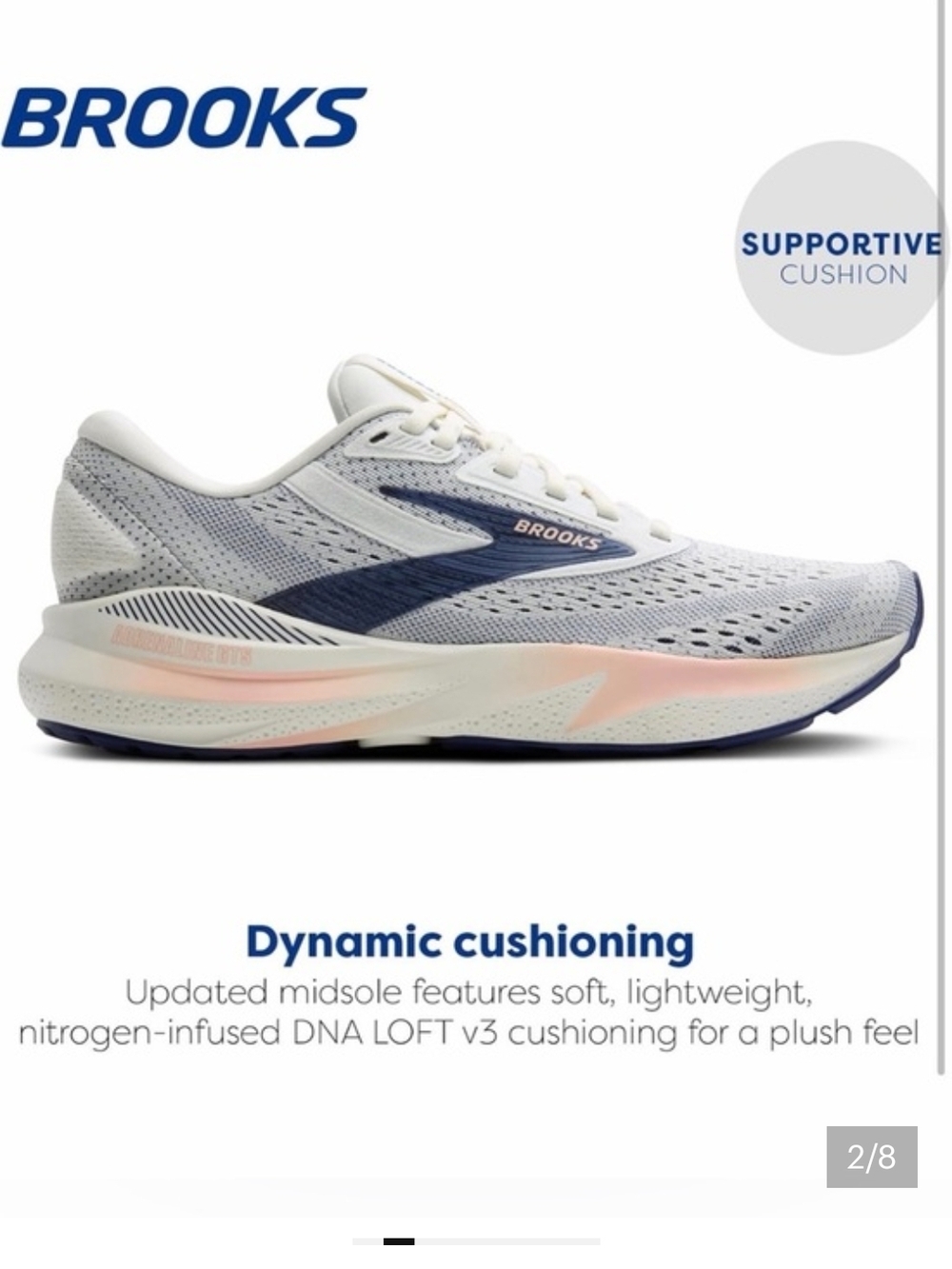 Brooks Women’s White, Navy & Pale Pink Running Shoes